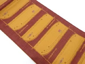 リサイクル　未使用品　変わり横段に花模様織り出し袋帯